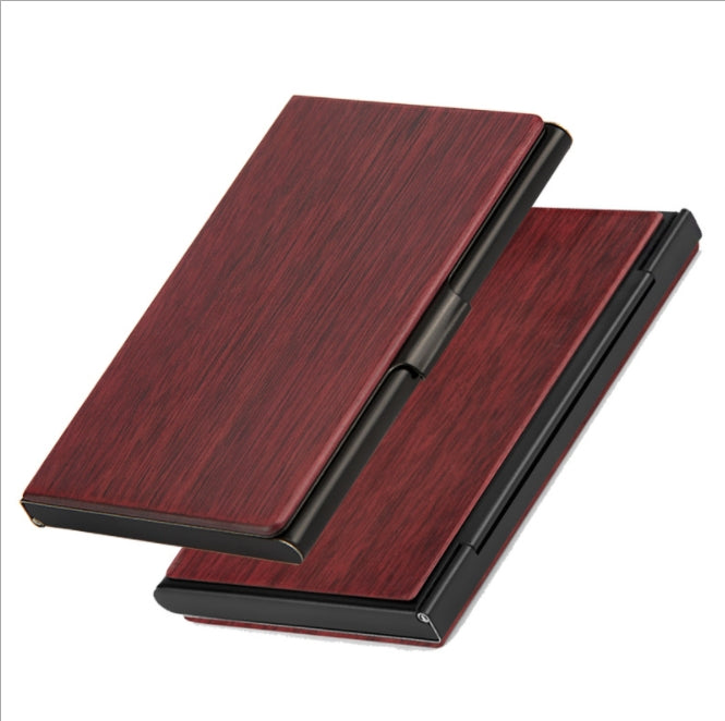 Custom Logo Wood Grain Metal Business Card Holder | Premium Corporate Gifts and Custom Gifts