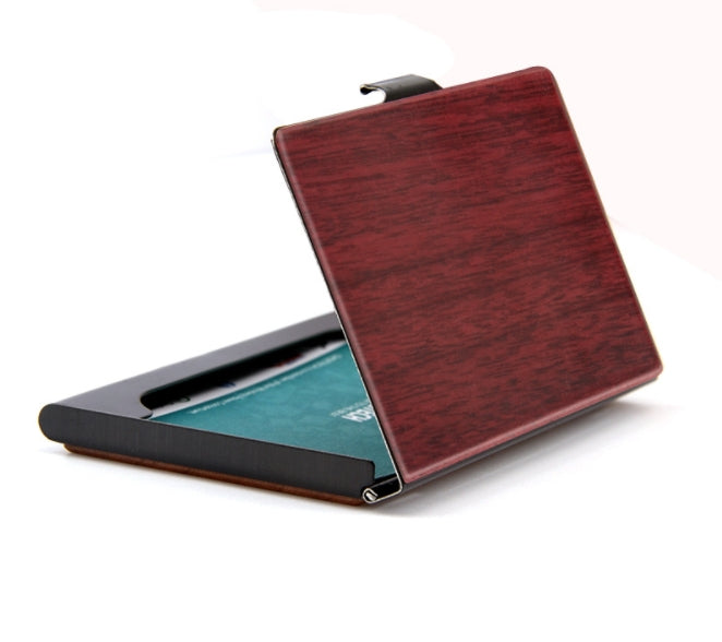 Custom Logo Wood Grain Metal Business Card Holder | Premium Corporate Gifts and Custom Gifts