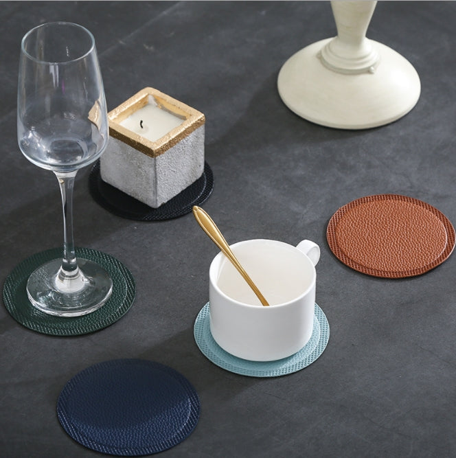 Custom Logo PU leather round coaster | Premium Corporate Gifts and Custom Gifts