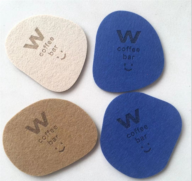 Custom Logo Felt cloth coasters in a variety of shapes | Premium Corporate Gifts and Custom Gifts