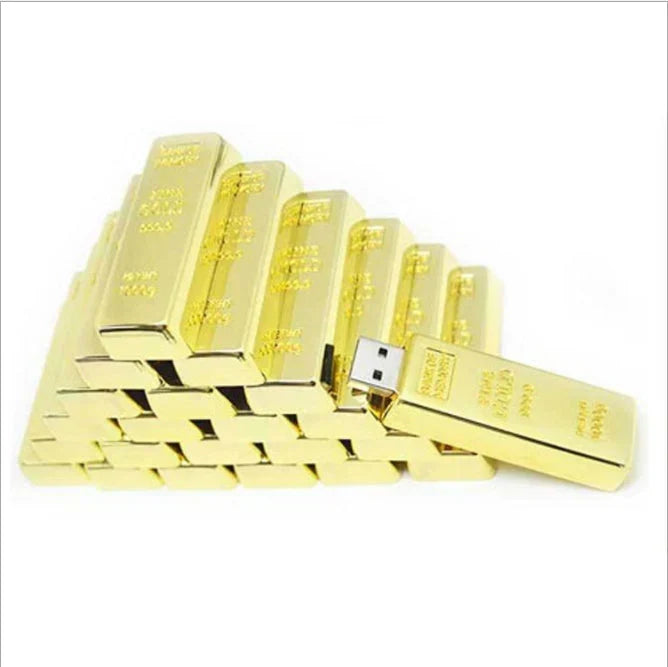 Custom Logo Gold brick-shaped flash drive | Premium Corporate Gifts and Custom Gifts