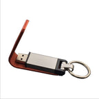 Custom Logo Textured leather case lock ring flash drive | Premium Corporate Gifts and Custom Gifts