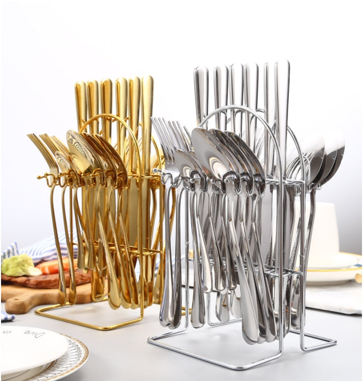 Custom Logo Stainless Steel Tableware Rack 24-Piece Set Gift Box | Premium Corporate Gifts and Custom Gifts