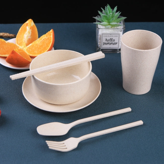 Custom Logo Eco-friendly Wheat Straw Six-Piece Set | Premium Corporate Gifts and Custom Gifts