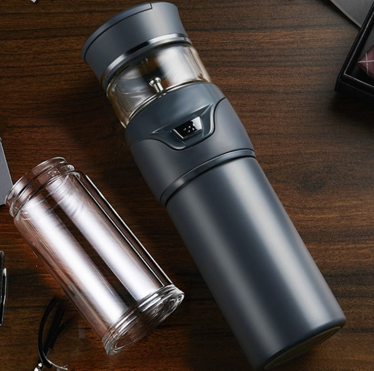 Custom Logo Textured Stainless Steel Tea Water Separation Thermos Cup Gift Box | Premium Corporate Gifts and Custom Gifts