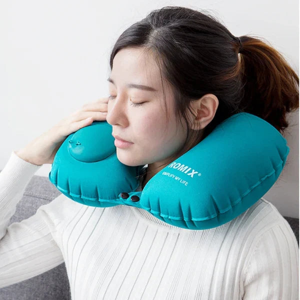 Custom Logo Press-type inflatable neck pillow (milk shredded) | Premium Corporate Gifts and Custom Gifts