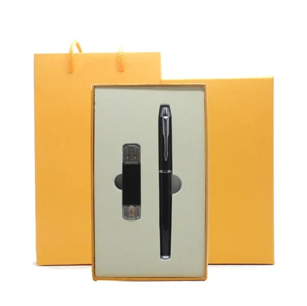 Custom Logo Textured USB Metal Pen Gift Box Set | Premium Corporate Gifts and Custom Gifts
