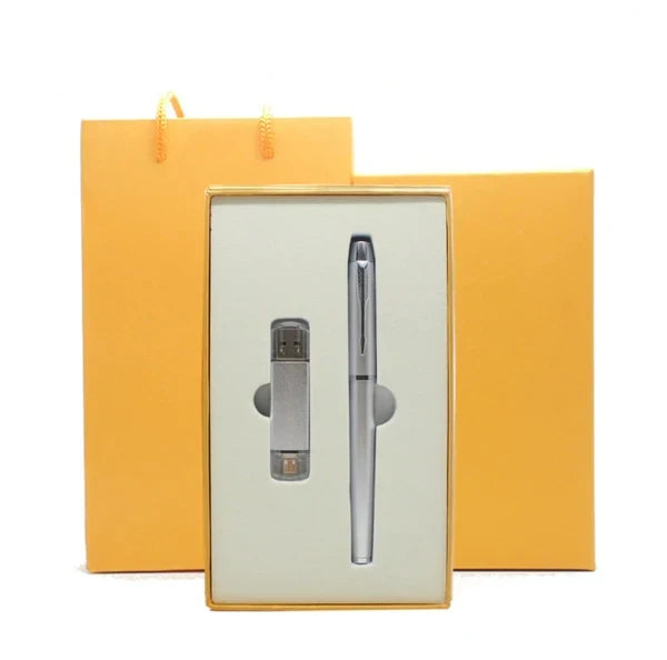 Custom Logo Textured USB Metal Pen Gift Box Set | Premium Corporate Gifts and Custom Gifts