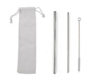 Custom Logo Drawstring Bag Stainless Steel Eco-Friendly Straw 3 Pack | Premium Corporate Gifts and Custom Gifts