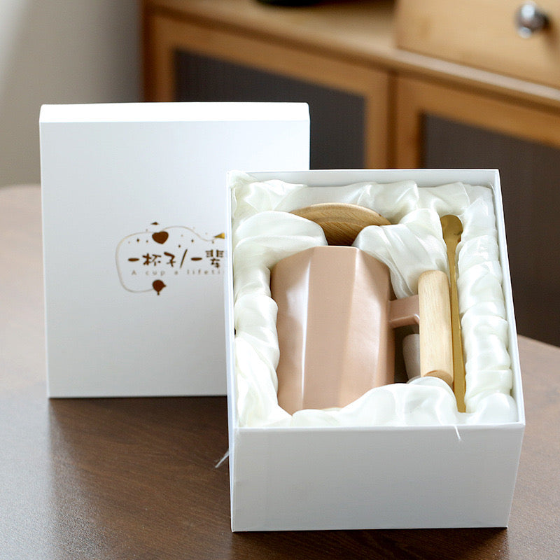 Custom Logo Nordic-style wooden handle ceramic mug gift box | Premium Corporate Gifts and Custom Gifts