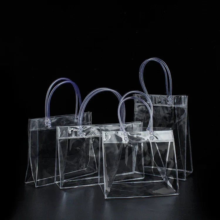 Custom Logo PVC Transparent Advertising Tote Bag Shopping Bag (Horizontal) | Premium Corporate Gifts and Custom Gifts