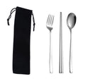 Custom Logo Korean stainless steel tableware 3-piece set (black drawstring pocket) | Premium Corporate Gifts and Custom Gifts