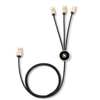 Custom Logo One drag three bamboo and wood data cable charging cable | Premium Corporate Gifts and Custom Gifts