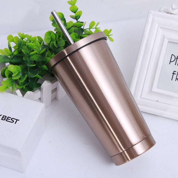 Custom Logo Stainless Steel Double-Layer Straw Cup Tumbler | Premium Corporate Gifts and Custom Gifts