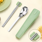 Custom Logo 304 Stainless Steel Flat-Bottom Spoon & Chopsticks Set | Premium Corporate Gifts and Custom Gifts