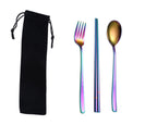 Custom Logo Korean stainless steel tableware 3-piece set (black drawstring pocket) | Premium Corporate Gifts and Custom Gifts
