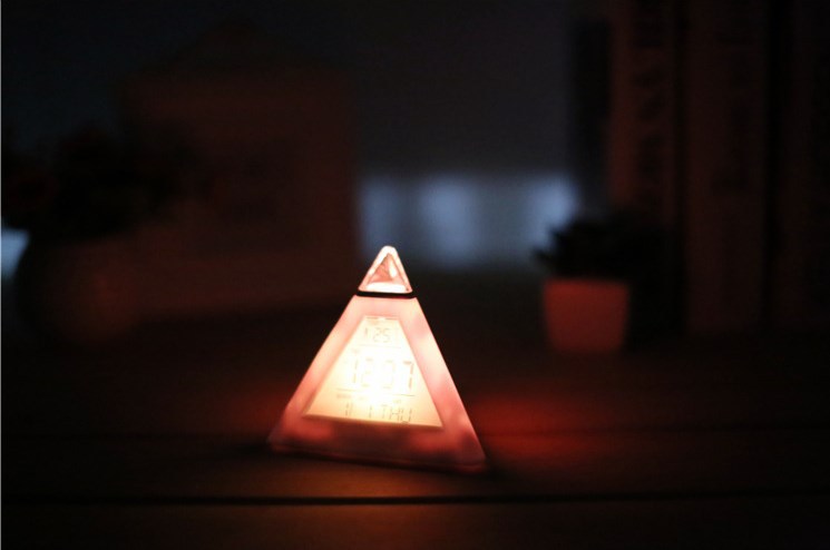 Custom Logo Pyramid Colorful Color-Changing Alarm Clock | Premium Corporate Gifts and Custom Gifts