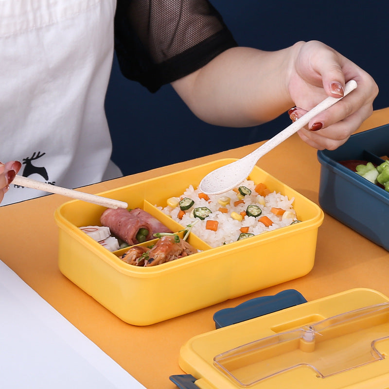 Custom Logo Wheat Straw Three-Compartment Bento Box | Premium Corporate Gifts and Custom Gifts
