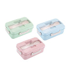 Custom Logo Wheat Straw Three-Compartment Bento Box | Premium Corporate Gifts and Custom Gifts