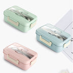 Custom Logo Wheat Straw Three-Compartment Bento Box | Premium Corporate Gifts and Custom Gifts