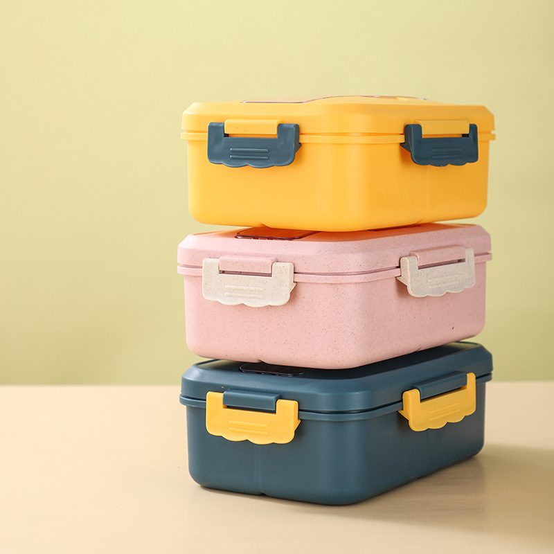 Custom Logo Wheat Straw Three-Compartment Bento Box | Premium Corporate Gifts and Custom Gifts