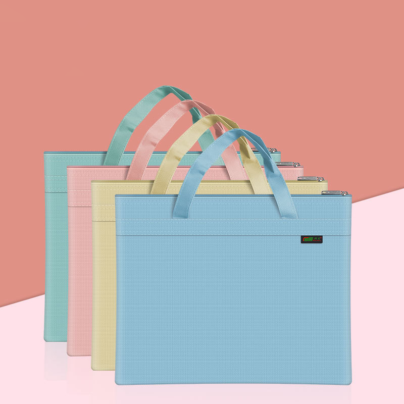 Custom Logo Candy-colored double-layer zippered document bag | Premium Corporate Gifts and Custom Gifts