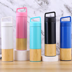 Custom Logo Bamboo and wood spliced portable thermos cup | Premium Corporate Gifts and Custom Gifts