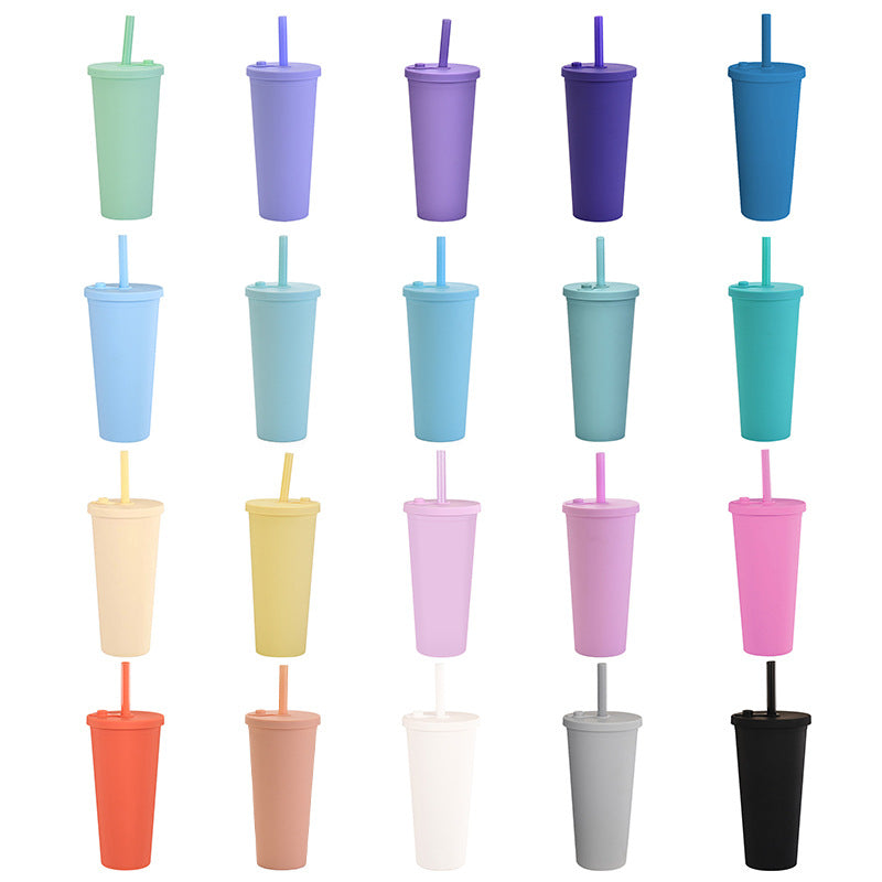 Custom Logo Double-layer plastic thick straw cup | Premium Corporate Gifts and Custom Gifts