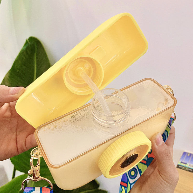 Custom Logo Cute camera-shaped straw bottle | Premium Corporate Gifts and Custom Gifts