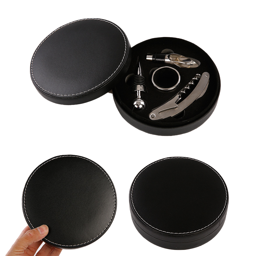 Custom Logo Red Wine Corkscrew Round Box Set | Premium Corporate Gifts and Custom Gifts