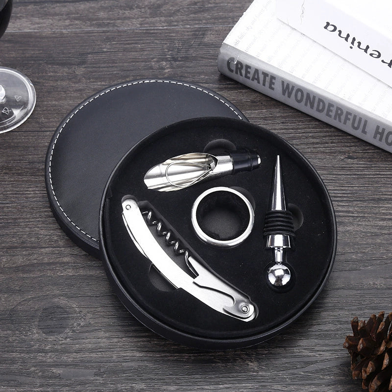 Custom Logo Red Wine Corkscrew Round Box Set | Premium Corporate Gifts and Custom Gifts