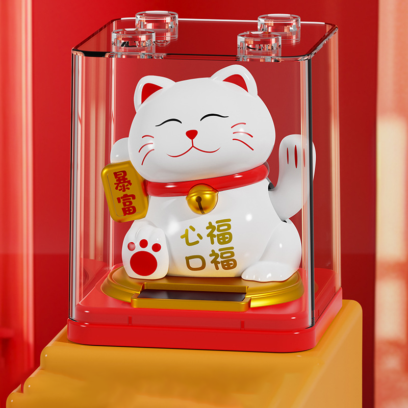 Custom Logo Solar Hand Shake Lucky Cat | Premium Corporate Gifts and Custom Gifts