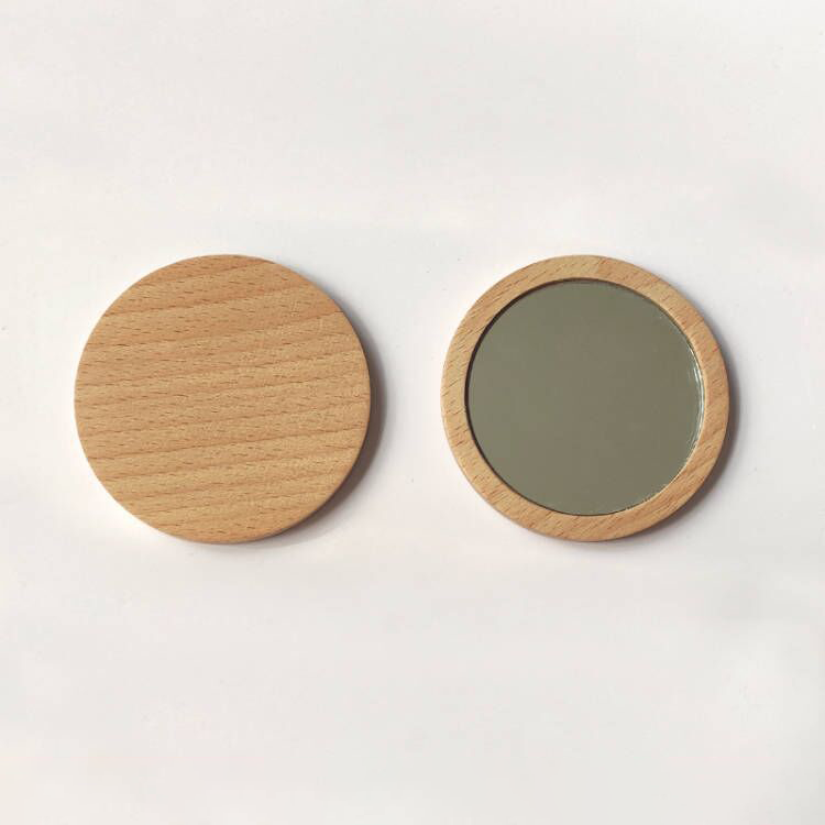 Custom Logo Solid Wood Small Round Mirror | Premium Corporate Gifts and Custom Gifts
