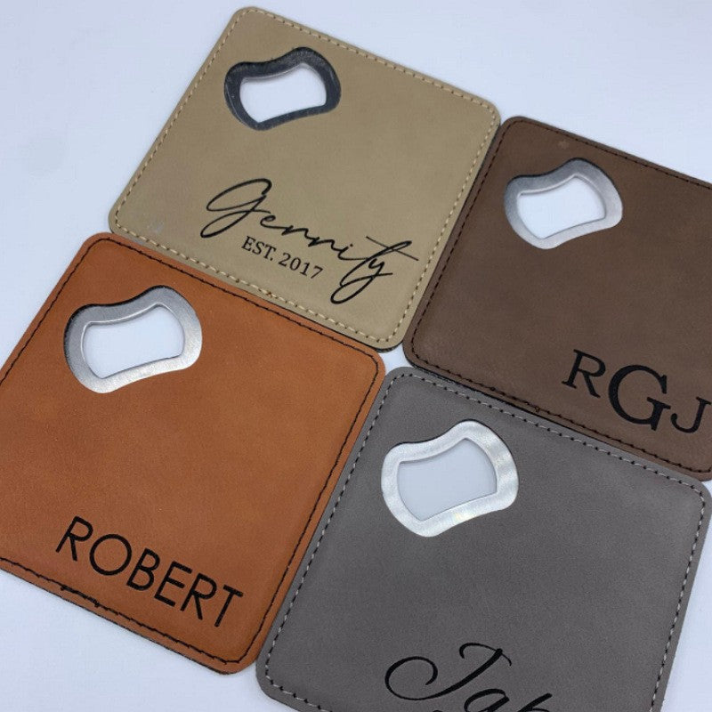 Custom Logo Leather Bottle Opener Coaster | Premium Corporate Gifts and Custom Gifts