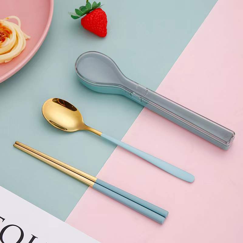 Custom Logo Stainless steel spoon and chopsticks two-piece set | Premium Corporate Gifts and Custom Gifts