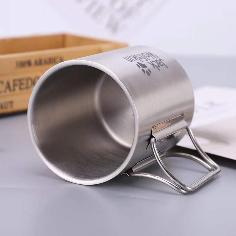 Custom Logo Textured stainless steel camping coffee cup | Premium Corporate Gifts and Custom Gifts