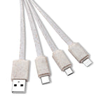 Custom Logo 3-in-1 Wheat Straw Stand Data Cable | Premium Corporate Gifts and Custom Gifts