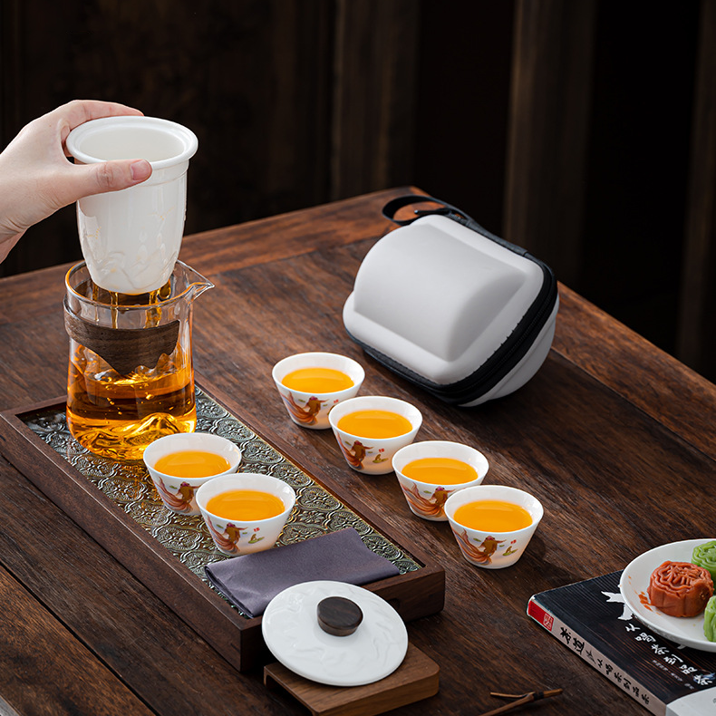 Custom Logo Golden Jade Full Hall Travel Tea Set | Premium Corporate Gifts and Custom Gifts