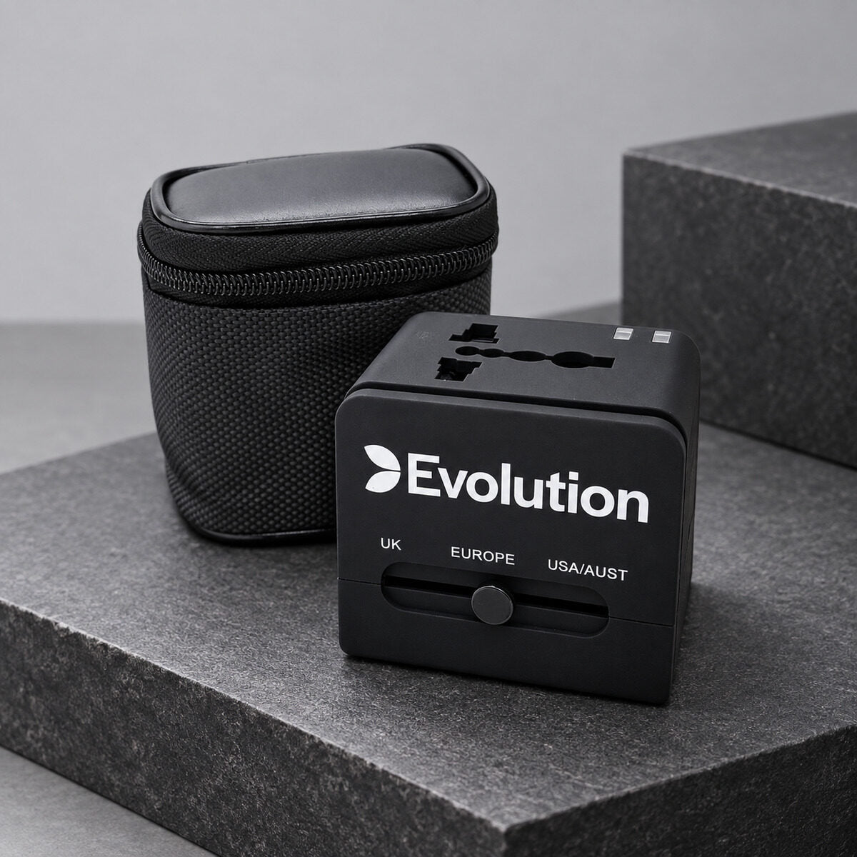Screen printed logo on a travel adaptor