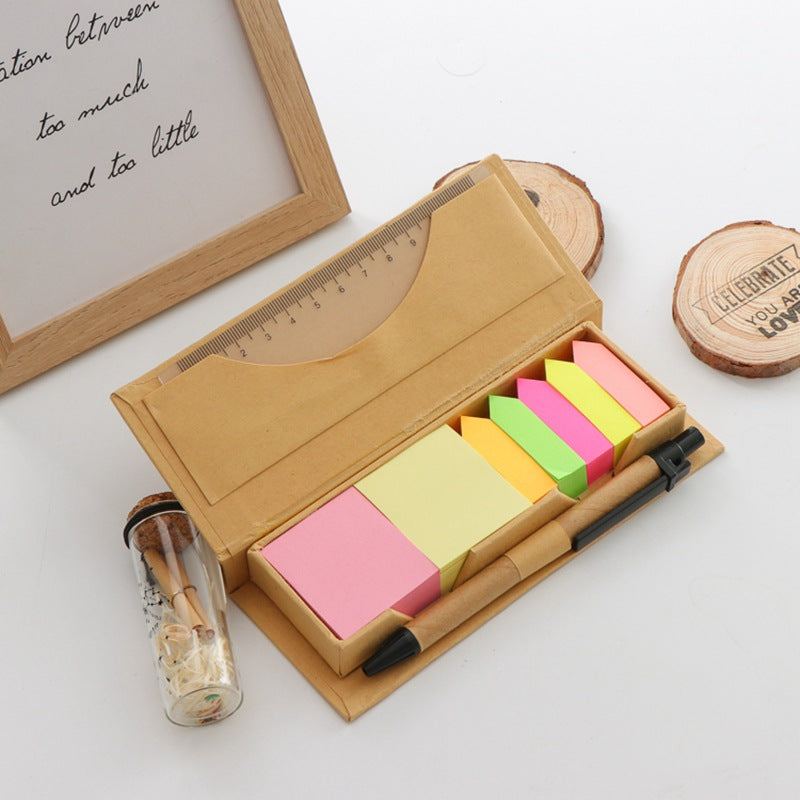 Custom Logo Eco-friendly sticky note paper combination with pen and ruler | Premium Corporate Gifts and Custom Gifts