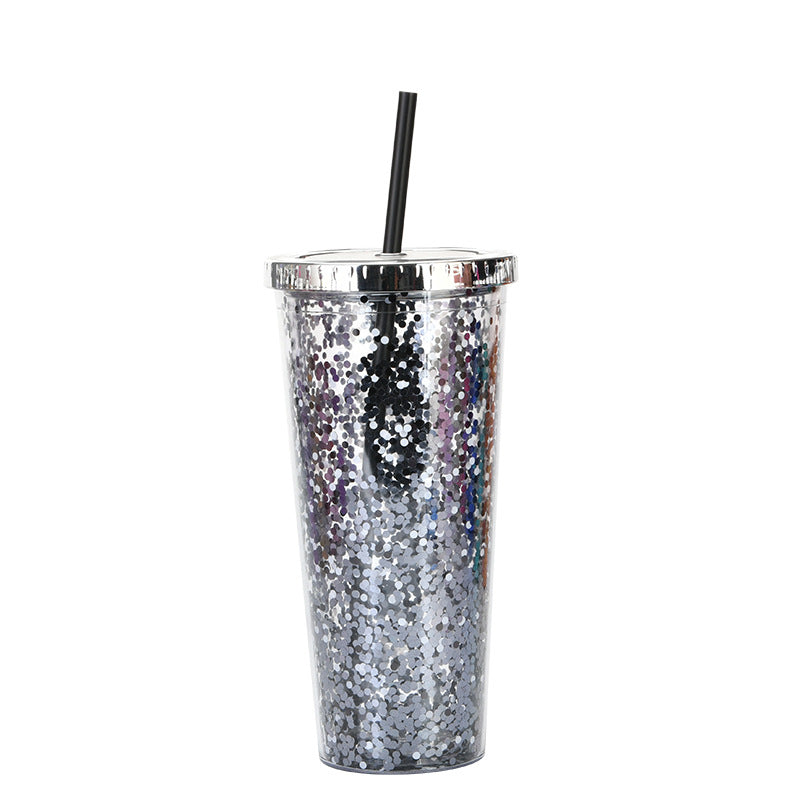 Custom Logo Shiny Sequin Straw Cup | Premium Corporate Gifts and Custom Gifts
