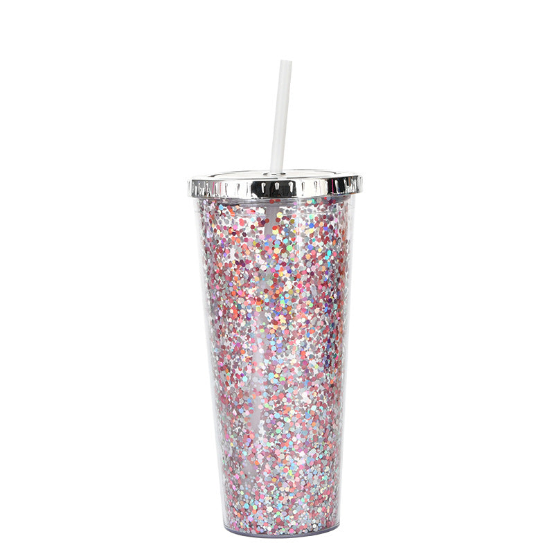 Custom Logo Shiny Sequin Straw Cup | Premium Corporate Gifts and Custom Gifts