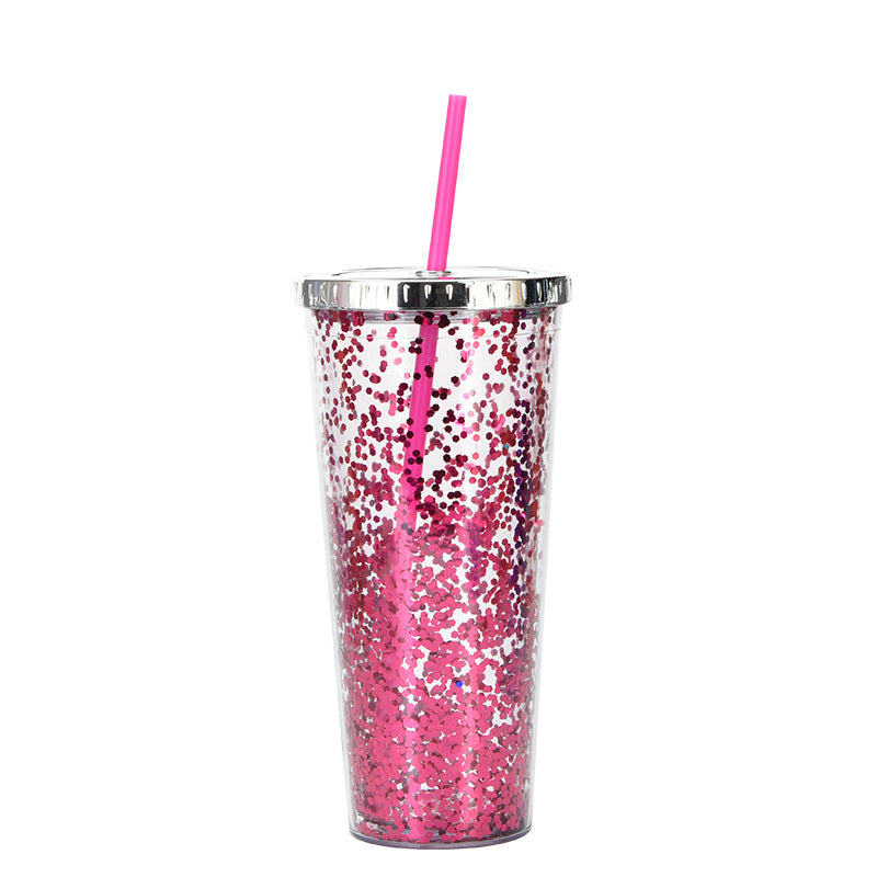 Custom Logo Shiny Sequin Straw Cup | Premium Corporate Gifts and Custom Gifts