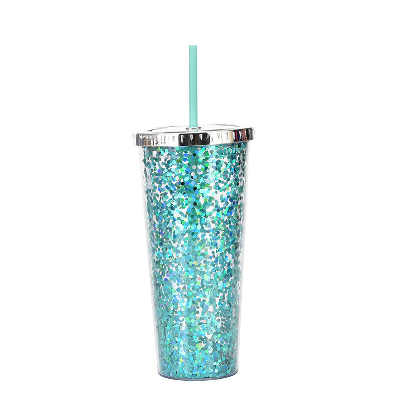 Custom Logo Shiny Sequin Straw Cup | Premium Corporate Gifts and Custom Gifts