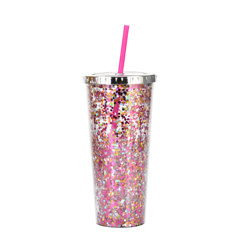 Custom Logo Shiny Sequin Straw Cup | Premium Corporate Gifts and Custom Gifts