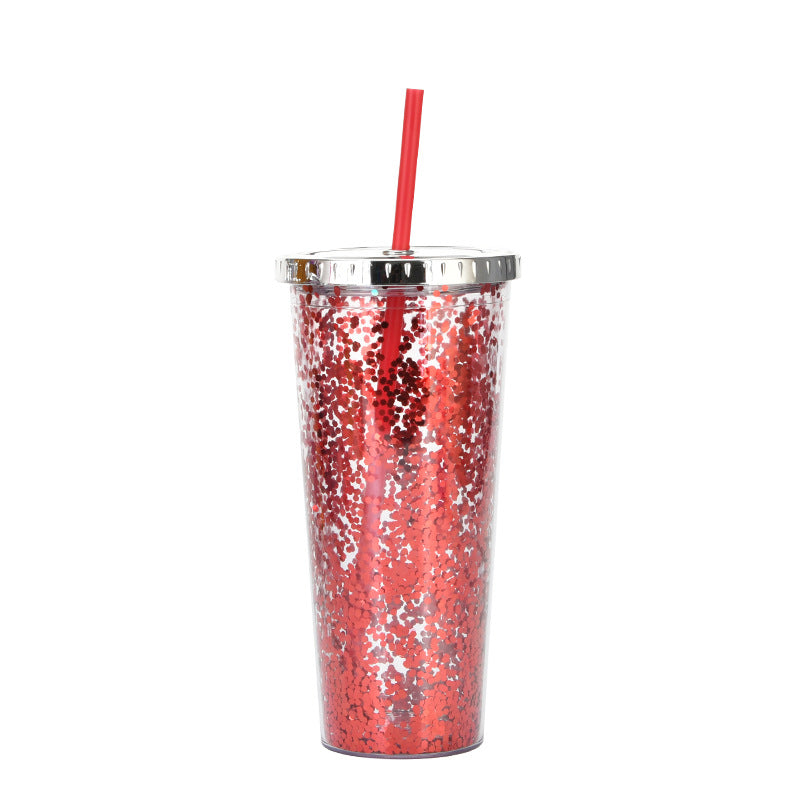 Custom Logo Shiny Sequin Straw Cup | Premium Corporate Gifts and Custom Gifts