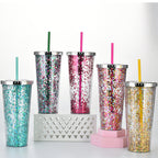 Custom Logo Shiny Sequin Straw Cup | Premium Corporate Gifts and Custom Gifts